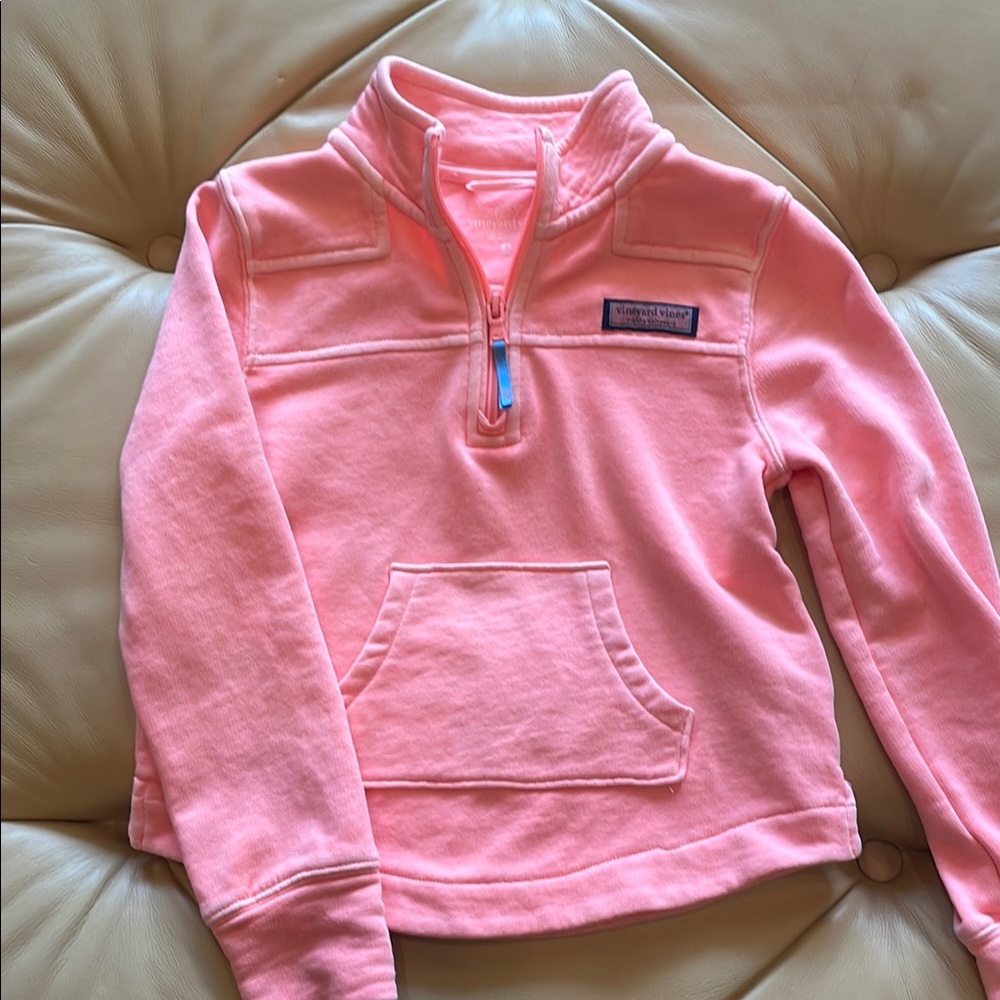 Vineyard Vines sherbet orange quarter zip Pullover- girls xs